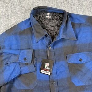 Yago Shirt 4XL Blue Black Plaid Quilted Lined Long Sleeve Button Up NWT Men's